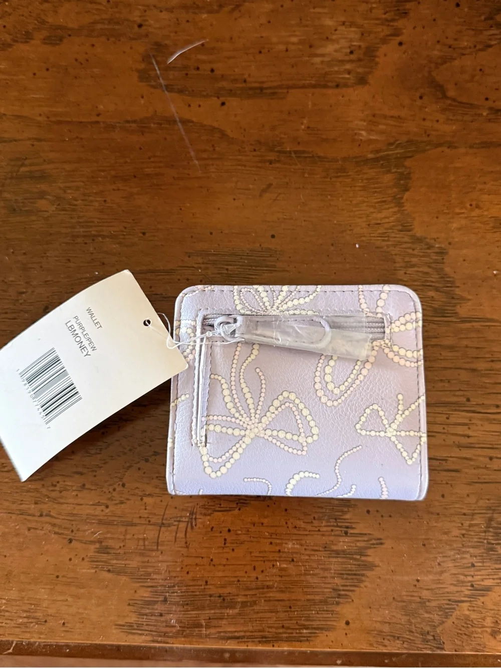 Luv Betsey Johnson Lavender Bifold Heart & Bows Print Girly Wallet NEW WITH TAGS